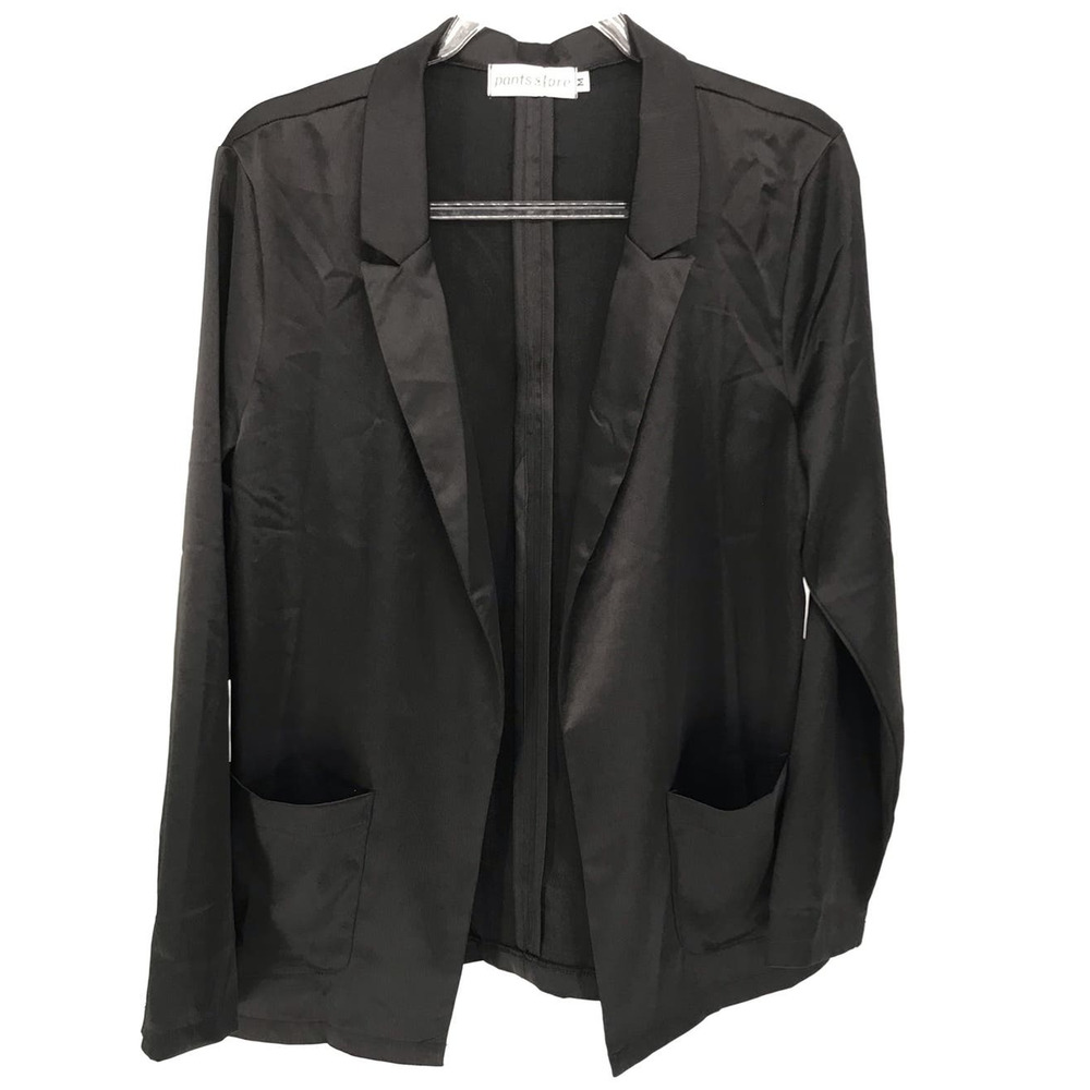 Pants Store Black Satin Open Front Blazer Womens M